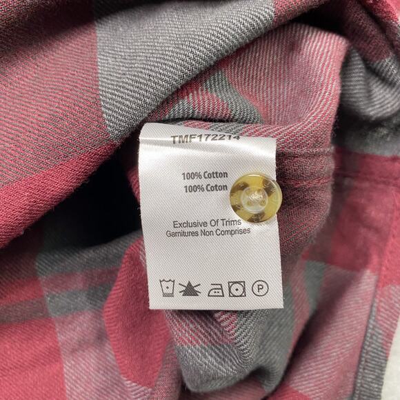 Triple Five Soul Mens L Hooded Shirt Long Sleeve Button Up Red Grey Plaid - Picture 9 of 9